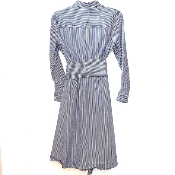 J. Crew Pinstripe Tie Waist Button Down Dress - Picture 6 of 6